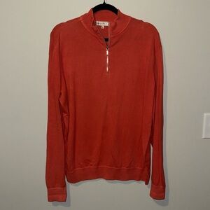 Peter Millar Mens Quarterzip Orange 100% Cotton Medium EUC Golf Long Sleeve